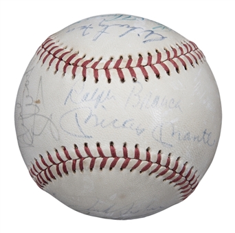 Hall of Famers & Stars Multi Signed Baseball With 12 Signatures Including Mantle, Ford & DiMaggio (JSA)